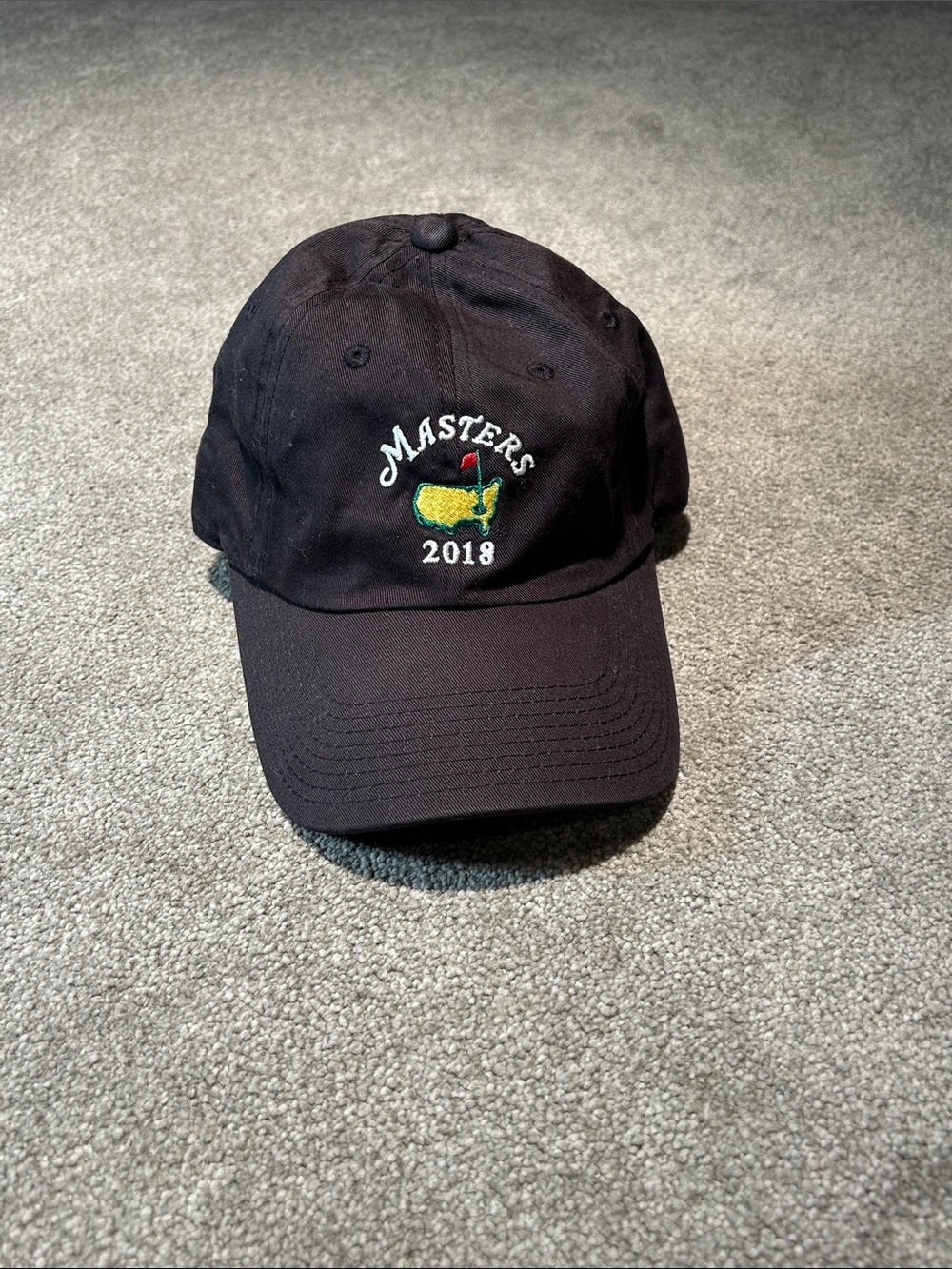 Masters Black Baseball Cap with Yellow Green Logo